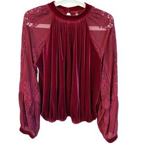 Free People Burgundy Lace Blouse